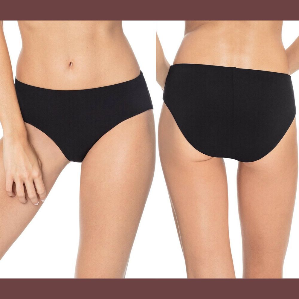 NEW $74 Robin Piccone [ Medium ] Ava High Waist‎ Bikini Bottoms in Black #6379